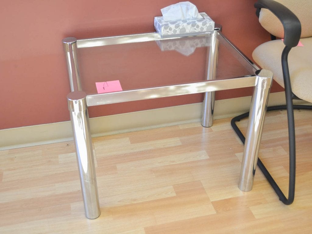 Glass Side Table with Metal Frame