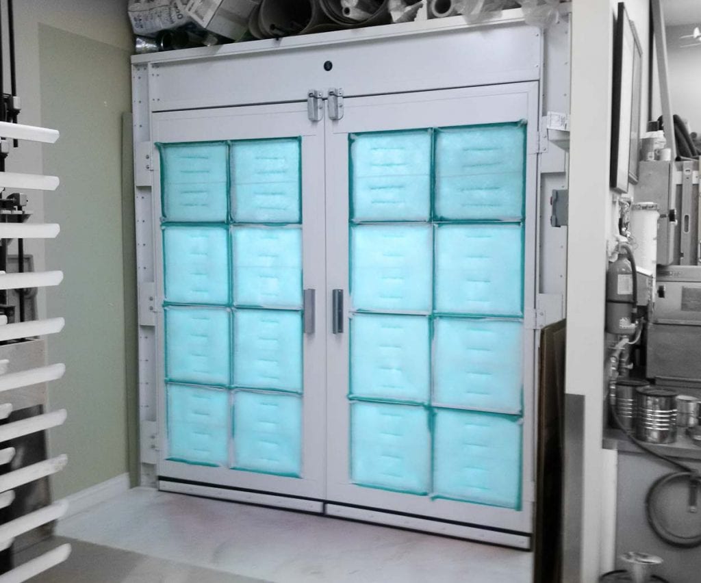 Closed Spray Booth with 2 Filtered Barn Doors