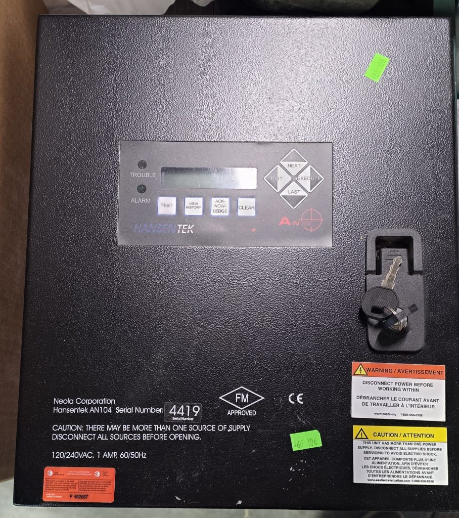Hansentek AN104 Spark Detection and extiguishing system control panel